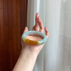 糯冰带黄翡翡翠平安镯（58.5mm）（yc329525）