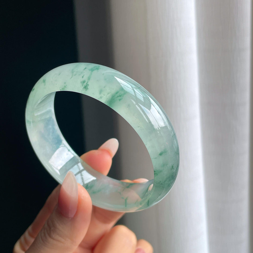 冰种飘花翡翠平安镯（56.5mm）（yc294861）