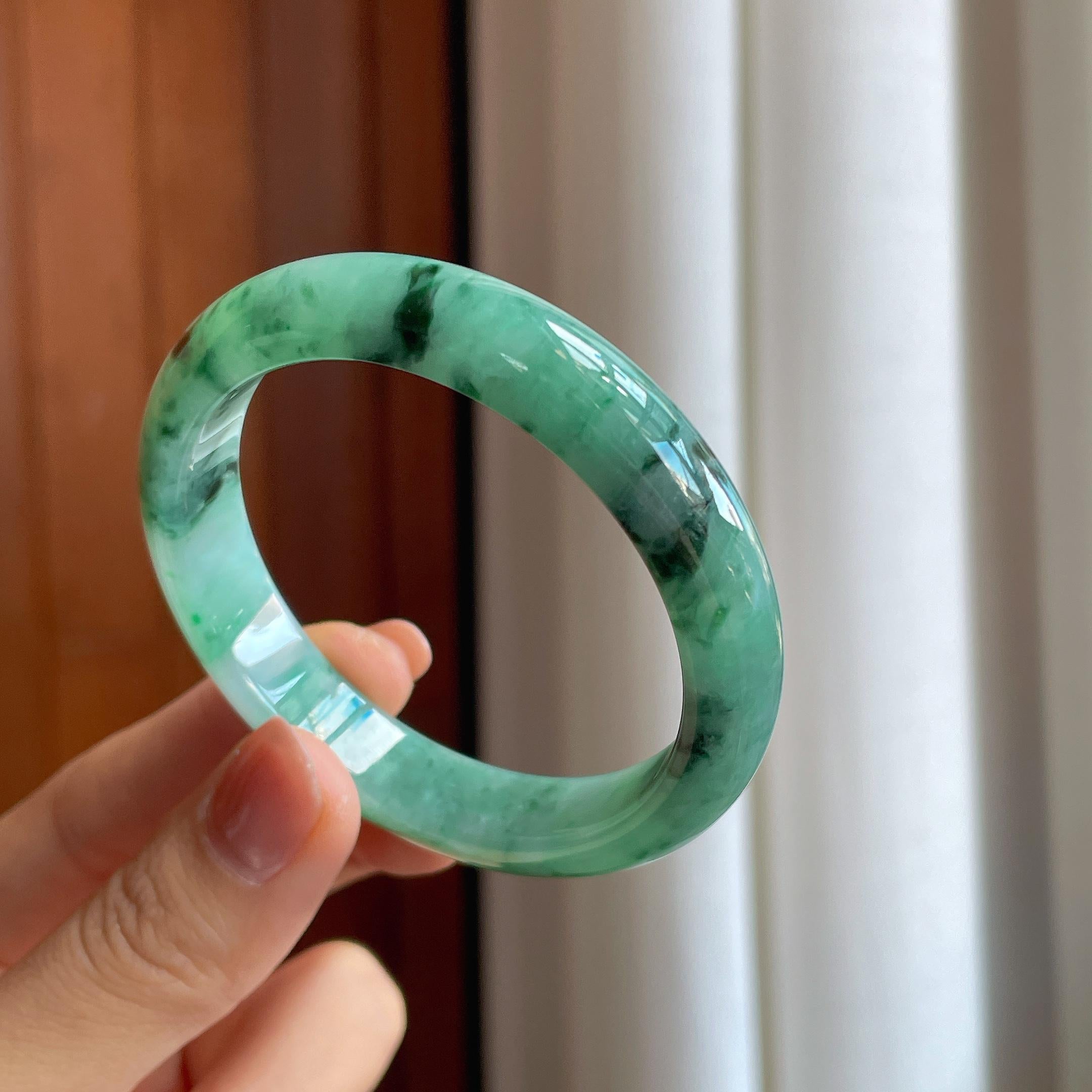 糯种翡翠特色平安镯（52mm）（yc284566）