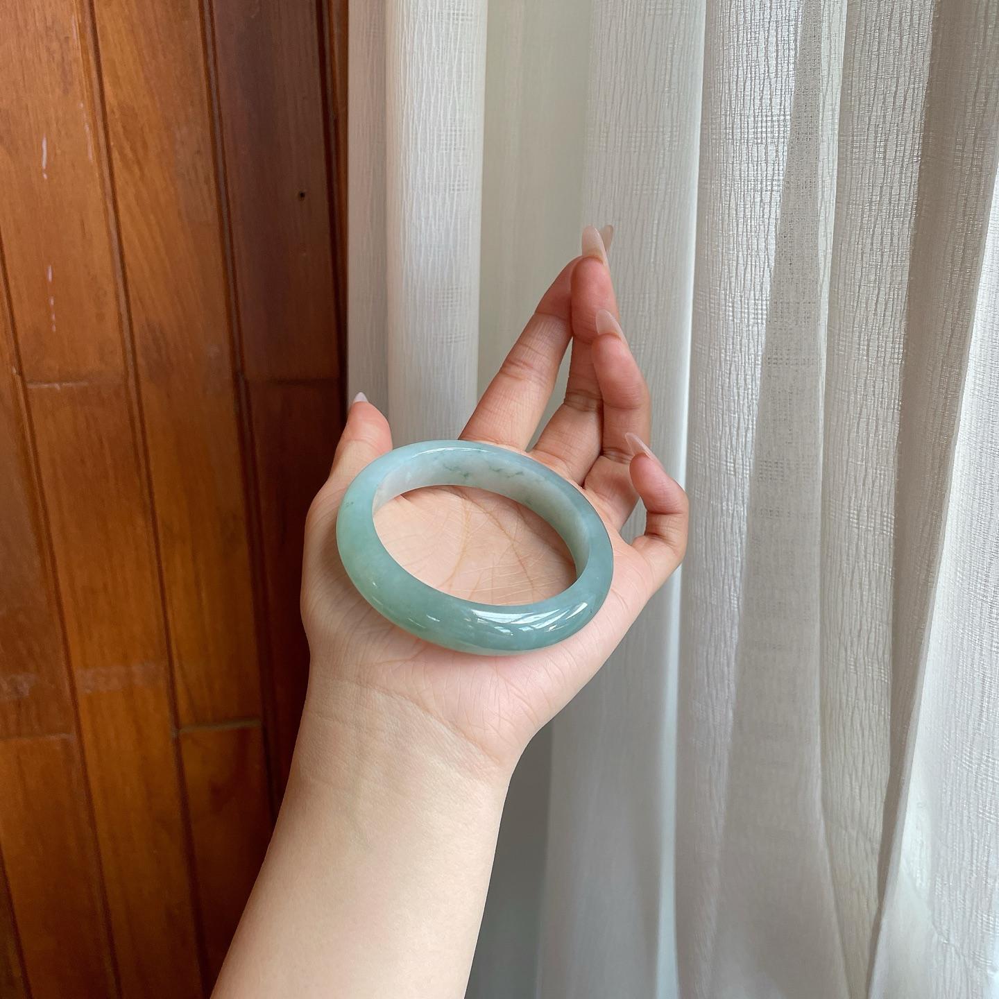 糯冰蓝底翡翠平安镯（56.3mm)（yc282498）