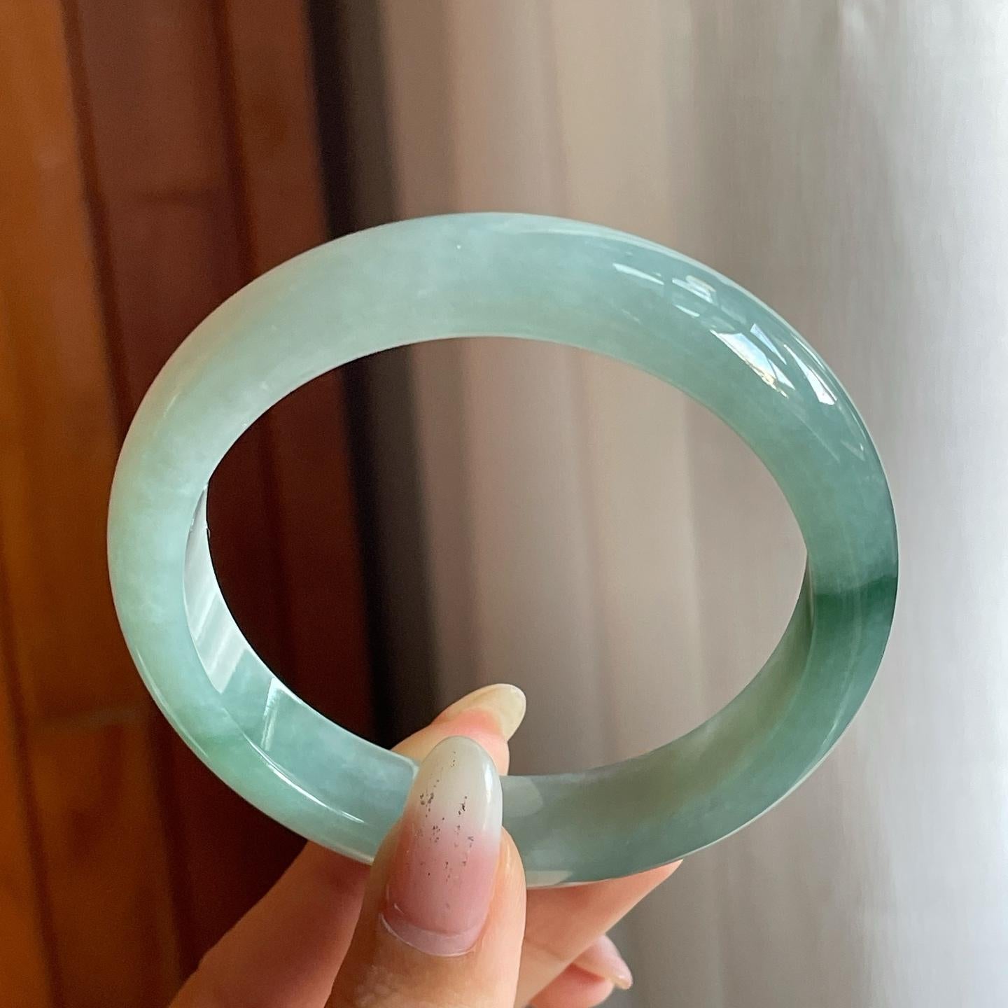 糯冰种晴底飘花翡翠平安镯（57.6mm）（yc220239）