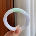 糯冰椿带彩翡翠平安镯（60mm）（yc270331）