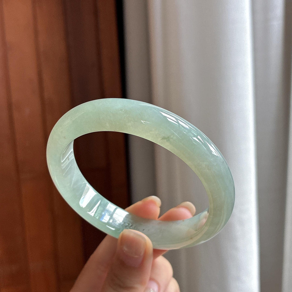 大圈口 糯冰种晴底带洒金正圈平安镯 60圈 天然缅甸A货翡翠（yc484446）