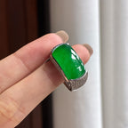 Nhẫn Ngọc Phỉ Thúy Myanmar Loại A Tự Nhiên, 18K Vàng Khảm Ngọc Băng Tuyết Mãn Lục (yc450396)