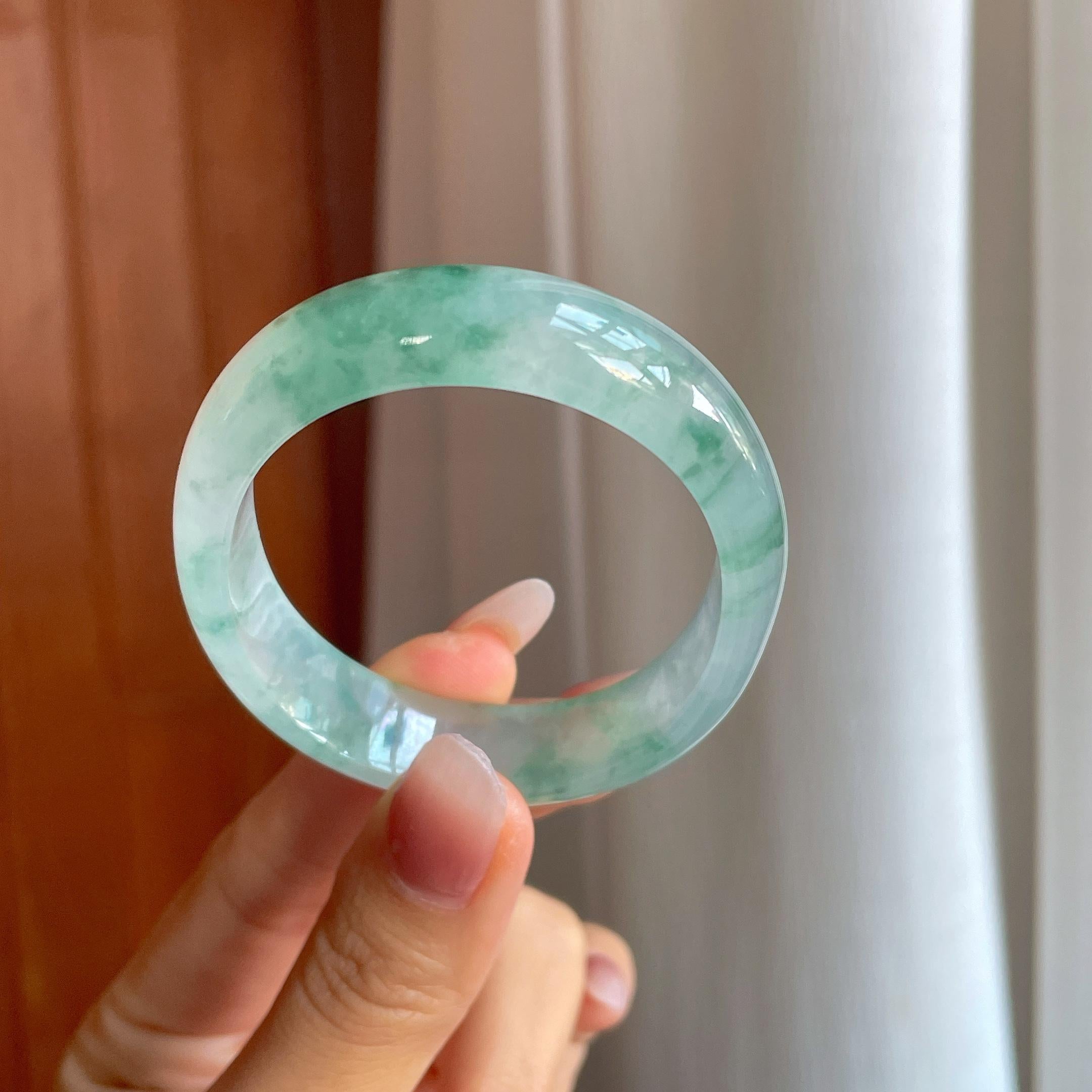 冰种飘花翡翠贵妃镯（55mm）（yc312044）