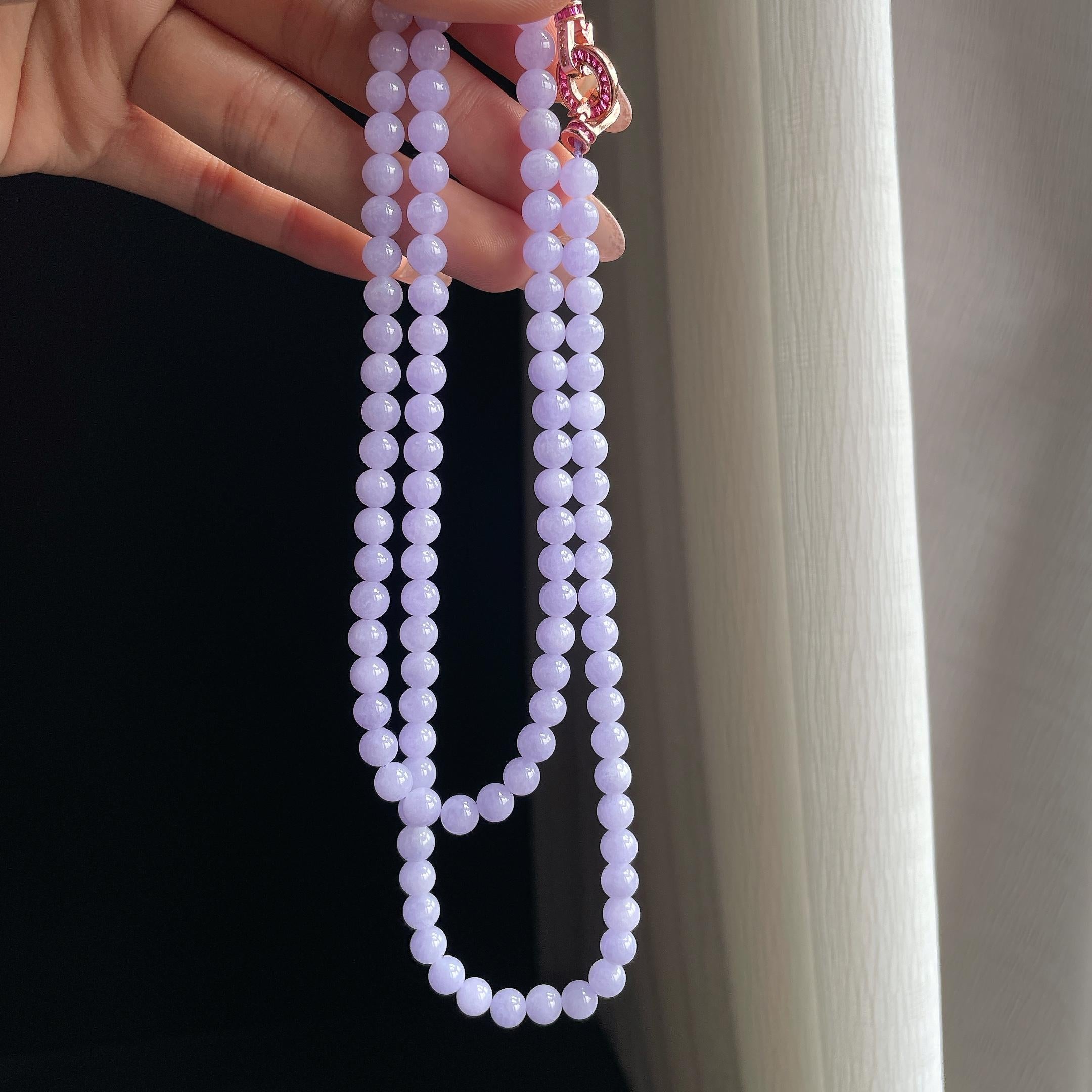 糯冰紫罗兰翡翠珠串项链（yc358355）