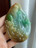 细糯种黄加绿寿星挂件 天然缅甸A货翡翠（yc484154）