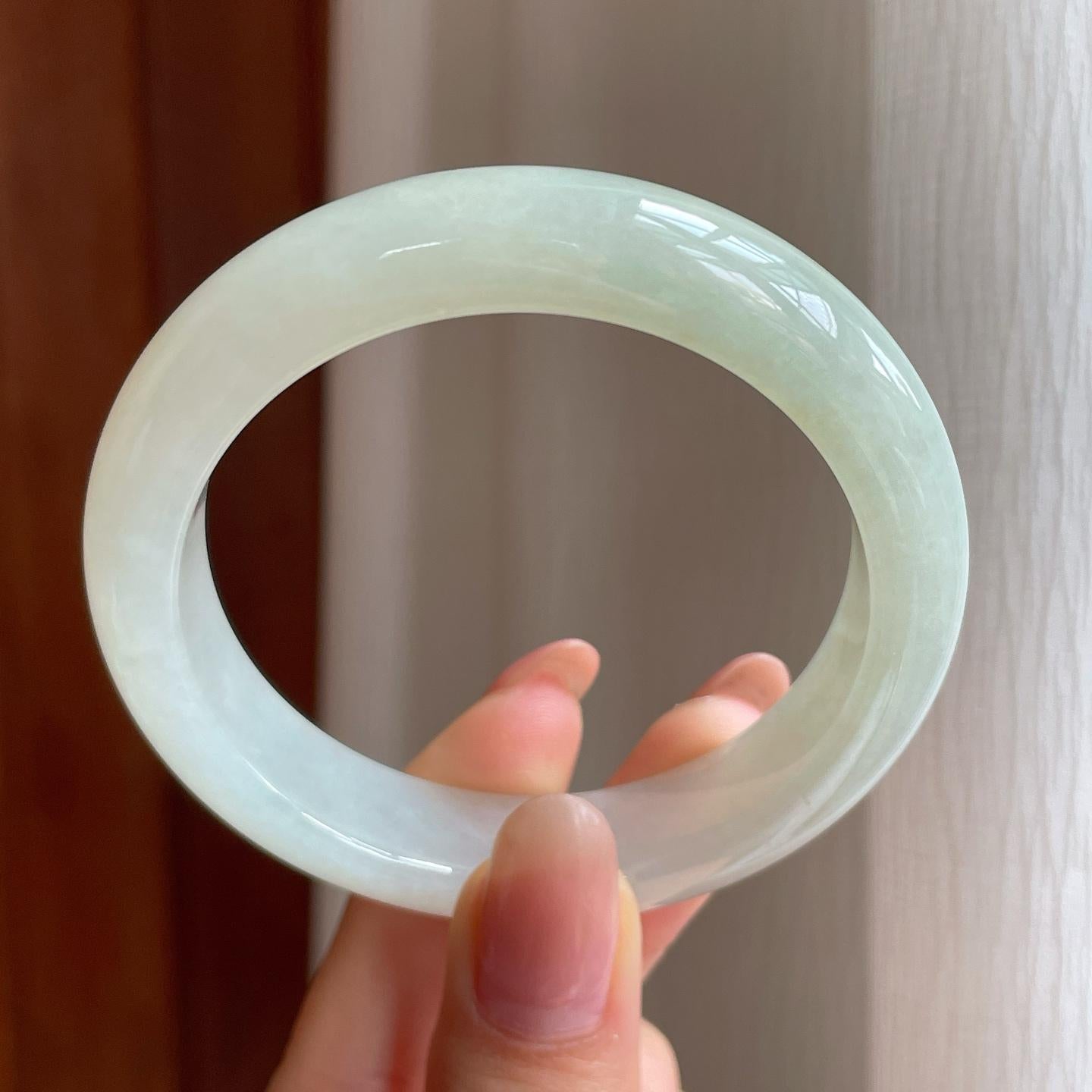 冰种黄翡翡翠平安镯（52mm)（yc350470）