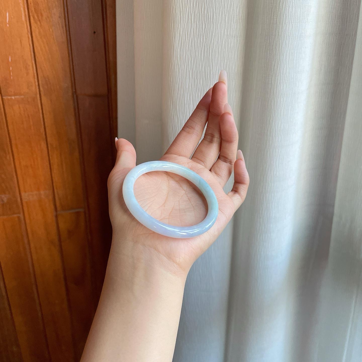 细糯冰飘花翡翠美人条手镯（55.8mm）（yc277415）