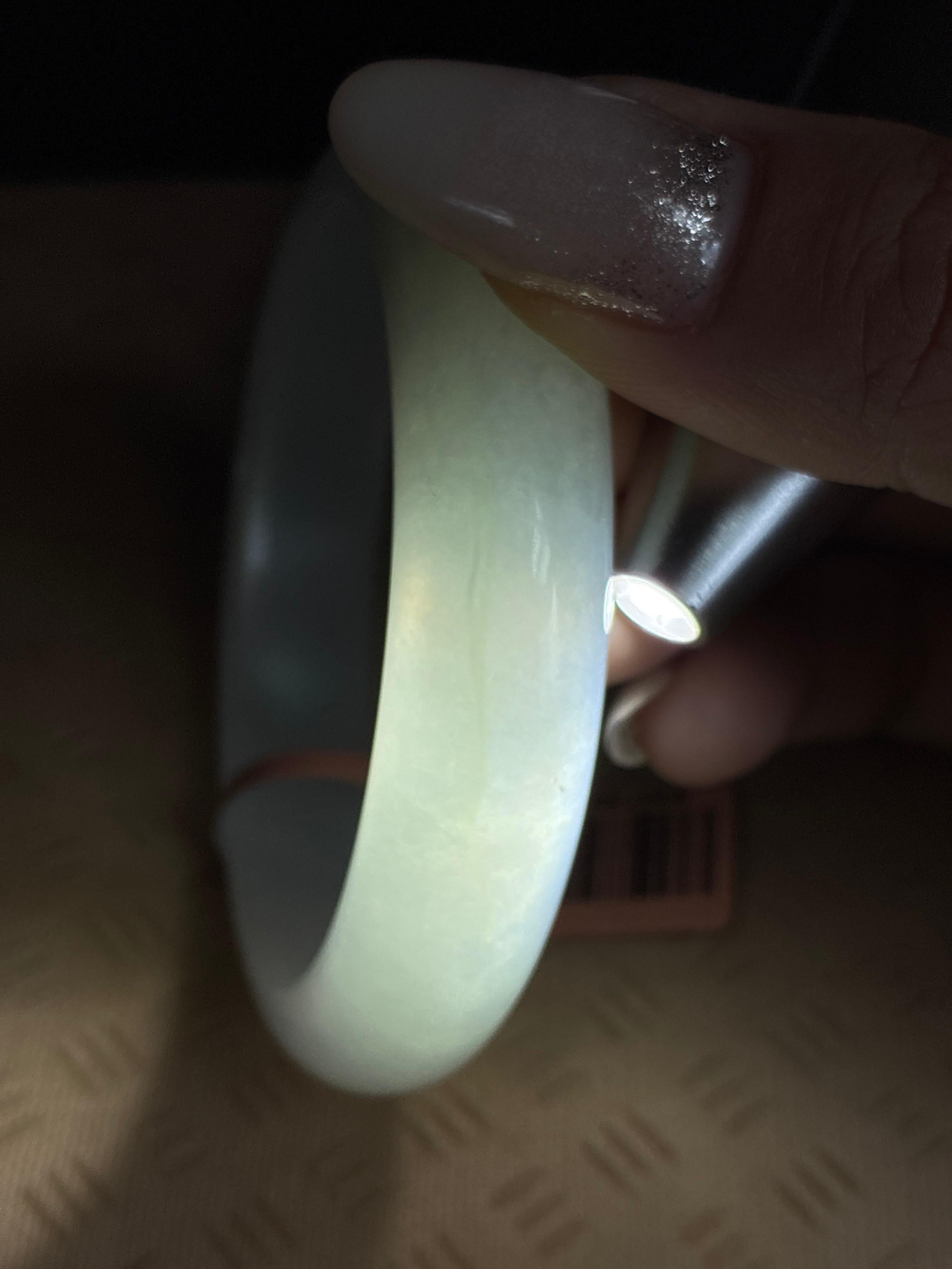 冰种淡底色正圈平安镯 56圈 天然缅甸A货翡翠（yc485940）