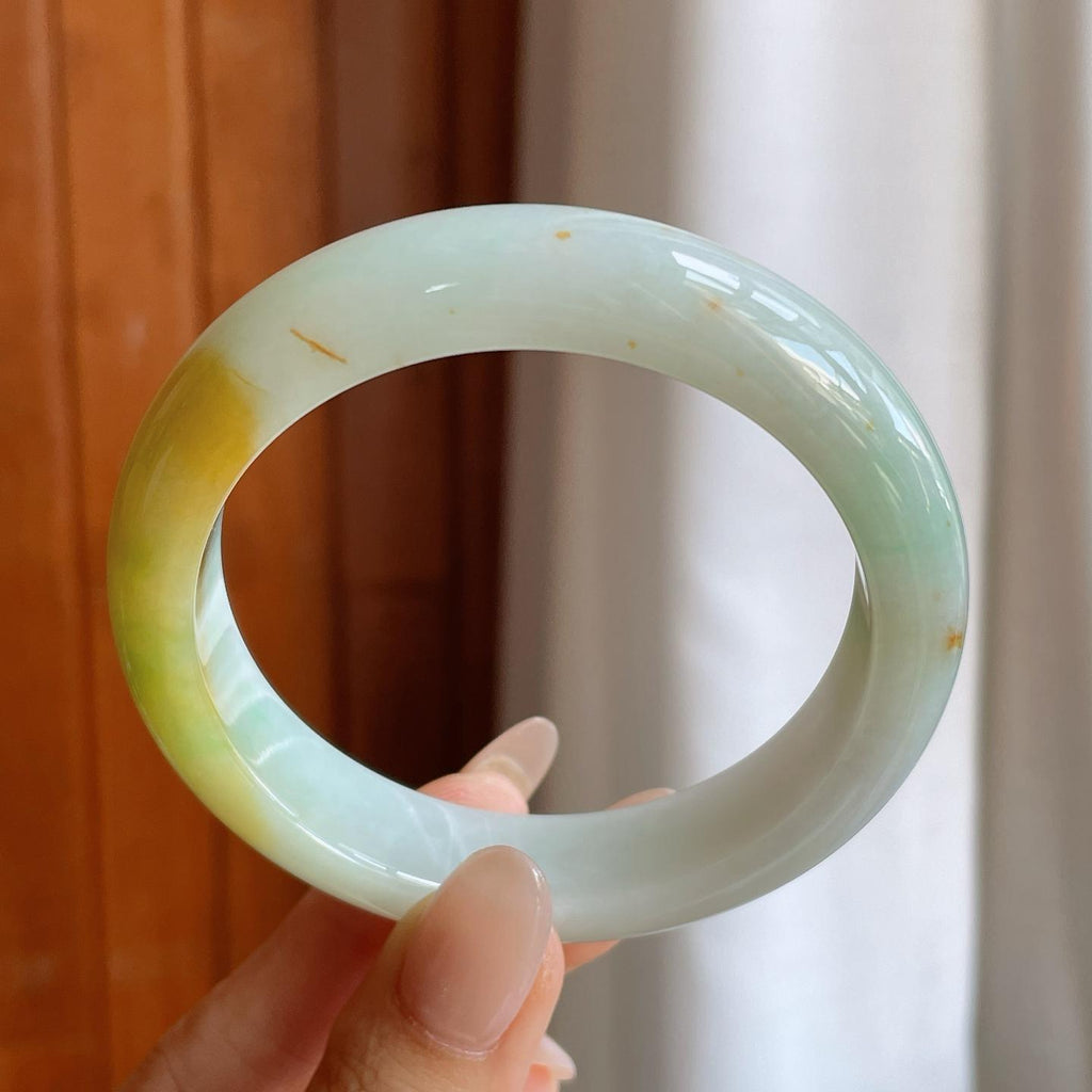 糯冰黄翡翡翠平安镯（60.5mm）（yc242099）