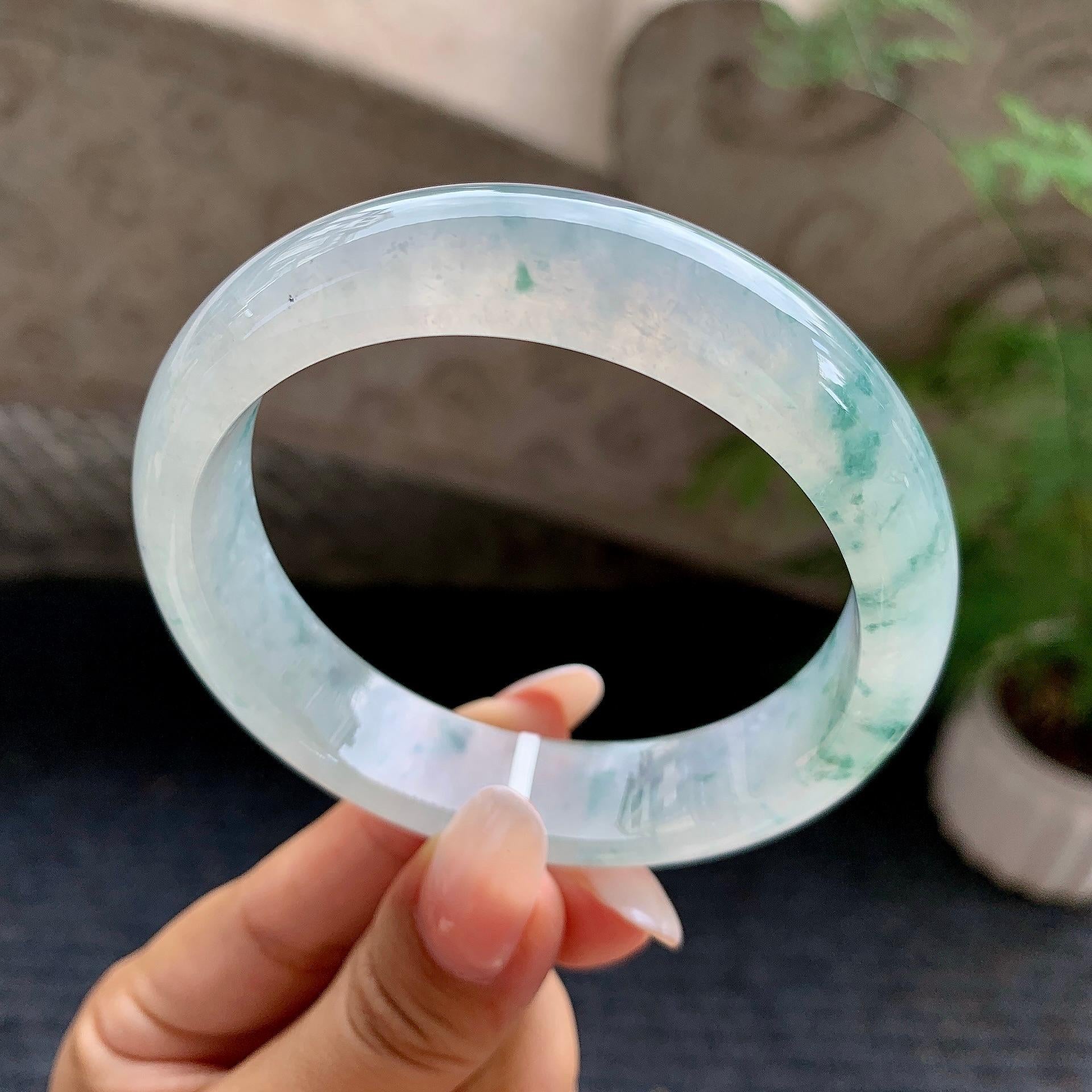 糯冰种飘花平安镯（58.6mm）（yc195930）