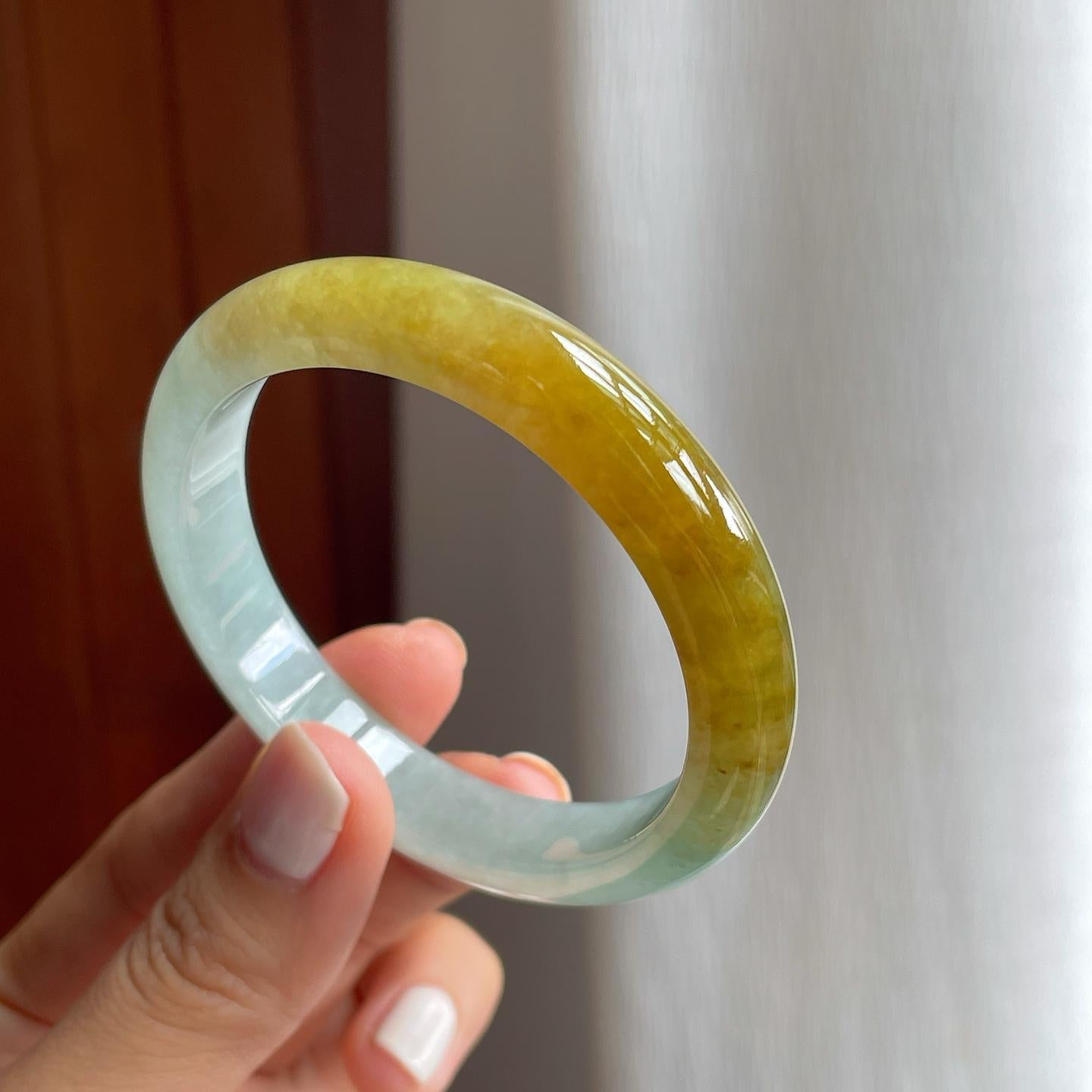 糯冰黄翡翡翠手镯（53.5mm）（yc254046）