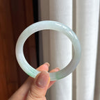糯冰带色翡翠平安镯 53圈（yc428554）