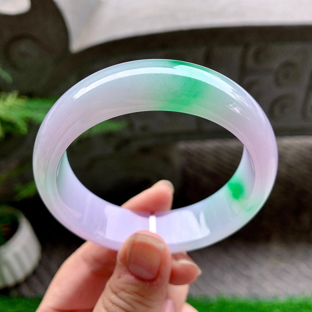 糯冰种春彩宽版轮胎手镯（58.5mm）（yc253001）