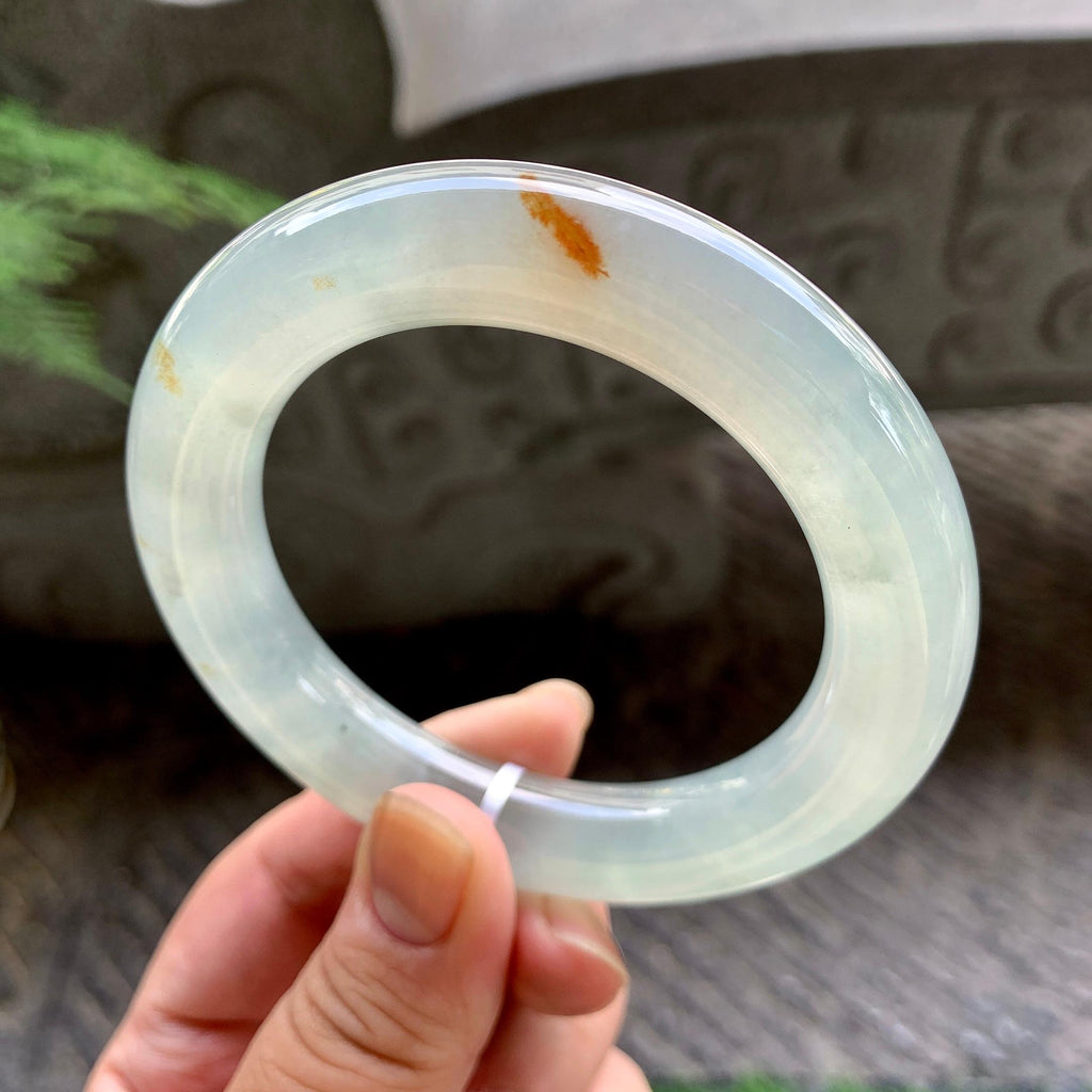 糯冰种飘红翡圆条手镯（57mm）（yc195348）