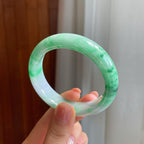 糯冰飘花翡翠平安镯（51.5mm)（yc323212）