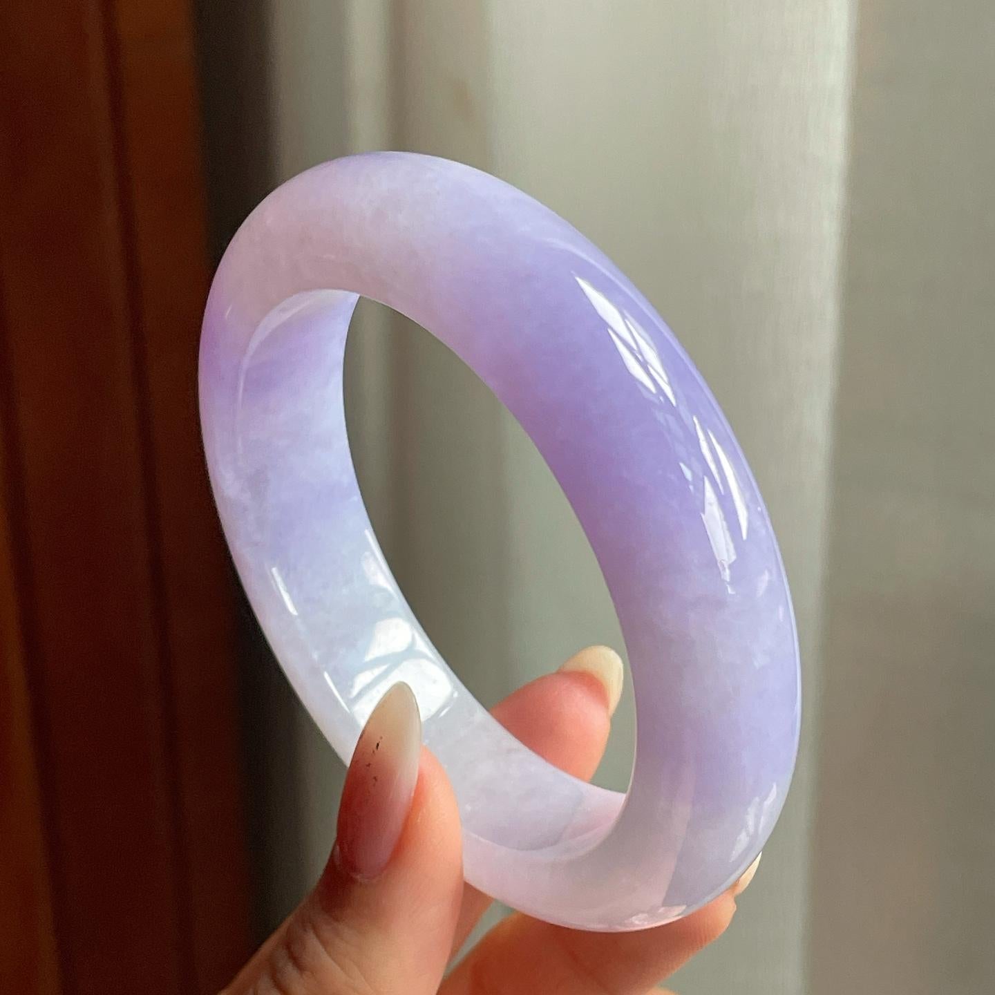 糯冰种紫罗兰翡翠平安镯（56mm）（yc206755）