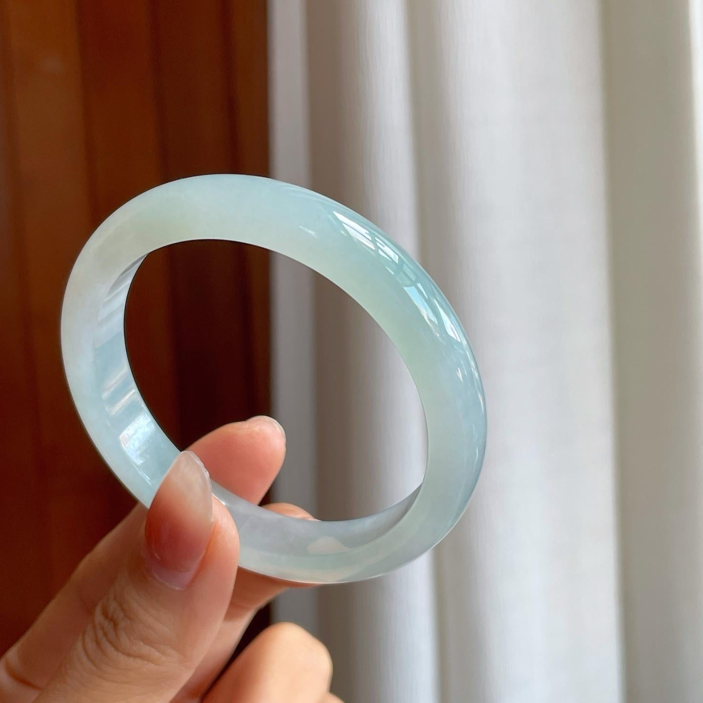 冰种带底色翡翠平安镯（54.5mm）（yc327147）