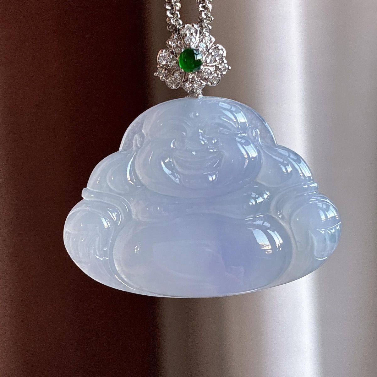 18k金扣头糯冰紫罗兰玉佛挂件（yc729795）