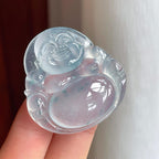 冰种蓝底飘花翡翠佛公（yc248545）