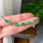 18K金钻镶糯冰种满绿蛋面手链（yc207282）