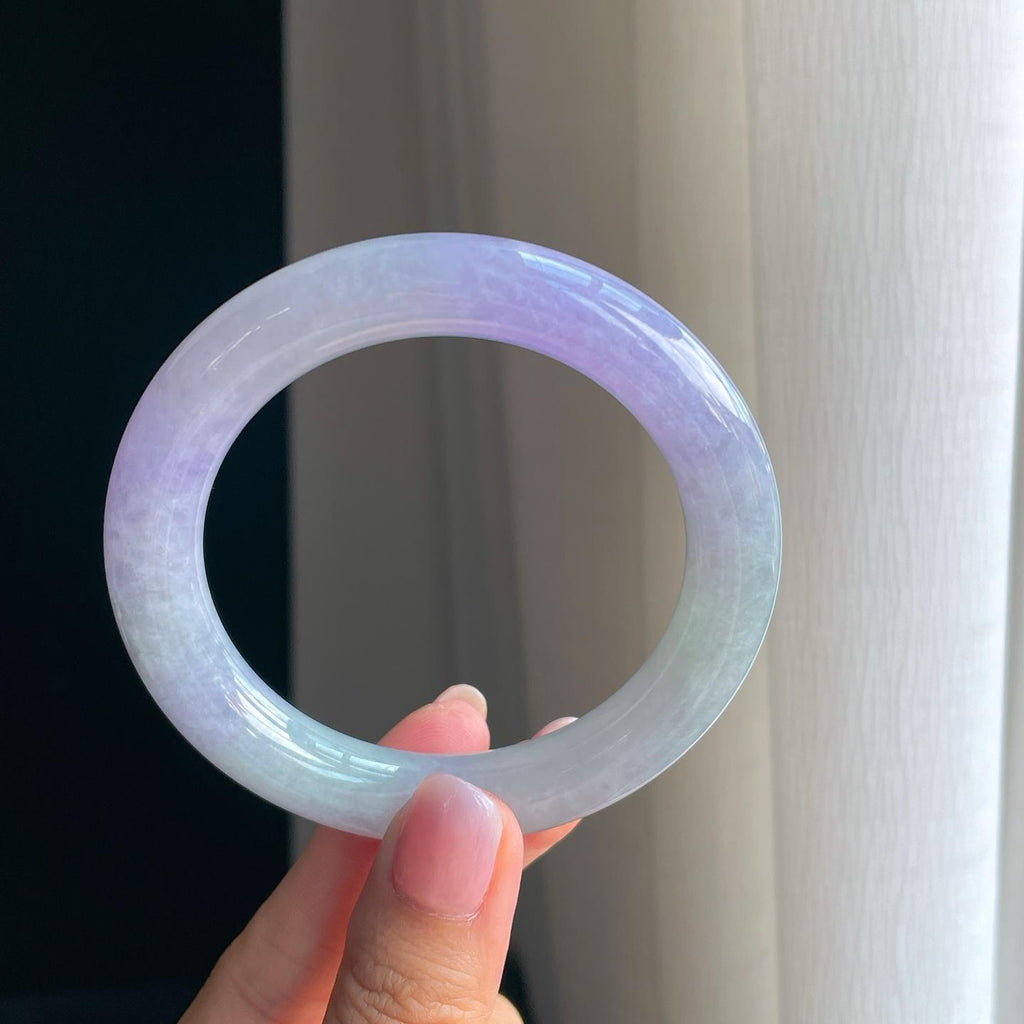 糯冰紫罗兰翡翠圆条手镯（57.2mm）（yc391386）