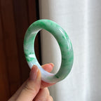 糯冰飘花翡翠平安镯（54.6mm)（yc422957）