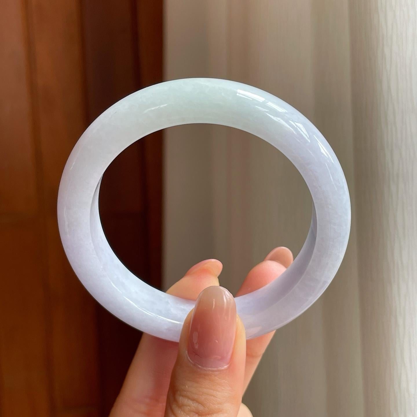 糯冰淡春底翡翠平安镯（53.7mm)（yc345417）