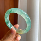 冰种飘花翡翠平安镯（57.8mm）（yc310943）