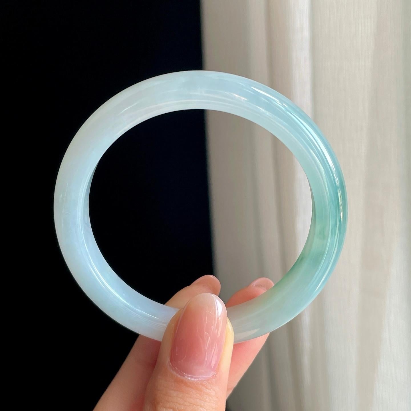 糯冰飘花翡翠平安镯（51mm)（yc329489）