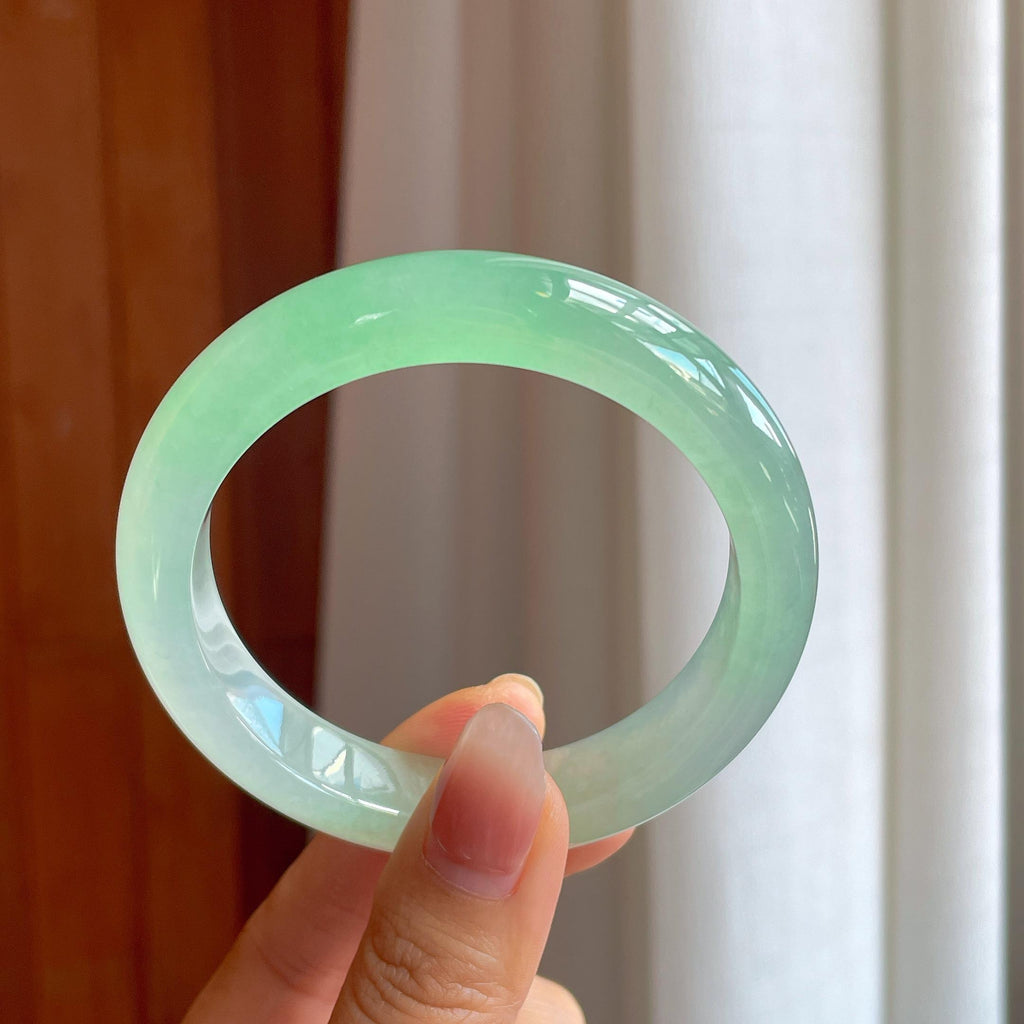 冰种绿晴底翡翠平安镯（57.7mm）（yc319511）