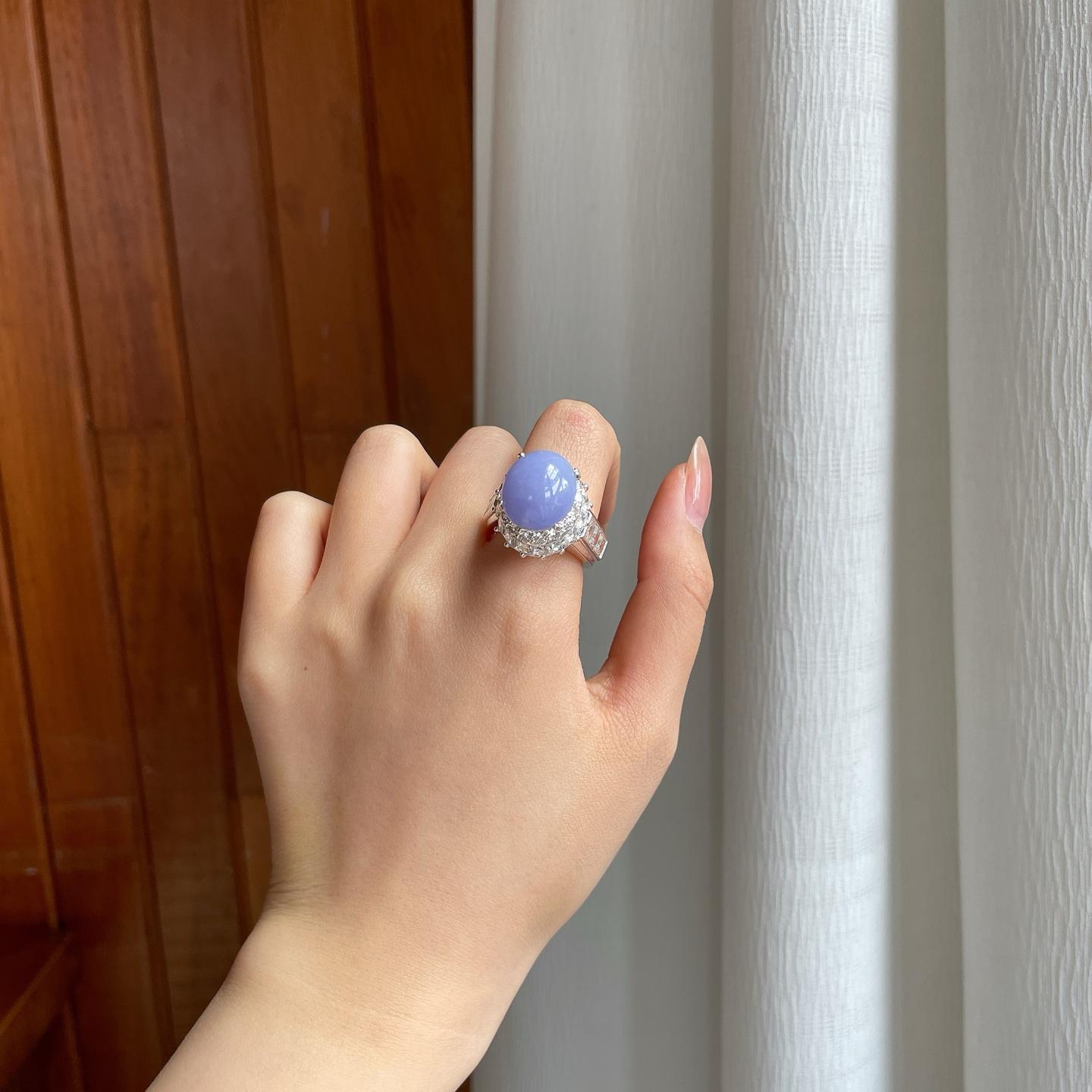 铜托糯冰紫罗兰翡翠蛋面（yc348937）