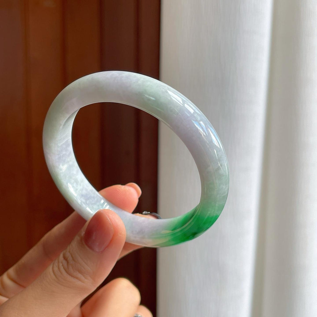 糯种带色翡翠平安镯（54.8mm）（yc276556）