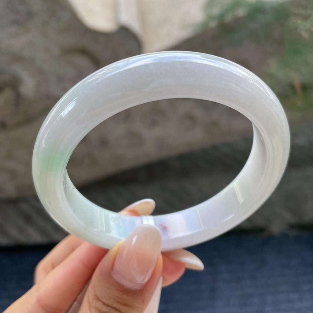 细糯种飘花正圈平安镯57.7圈     天然缅甸A货翡翠（yc421204）