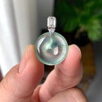 18K金钻镶冰种淡晴底平安扣吊坠（yc257220）