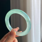 冰种晴绿底翡翠圆条手镯（54.7mm）（yc376748）