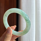 糯冰飘花圆条手镯 57圈 天然缅甸A货翡翠（yc439891）