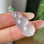 18k金镶冰种无色雪花棉福豆吊坠        天然缅甸A货翡翠（yc443512）