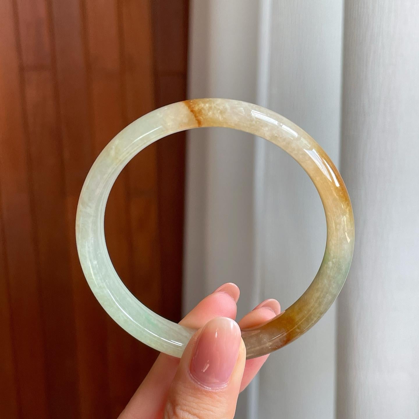 冰种黄翡翡翠平安镯（58.8mm）（yc333819）