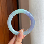 糯冰春带彩翡翠圆条手镯（56.4mm)（yc419574）
