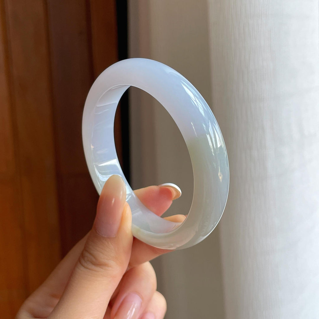 糯冰黄翡翡翠平安镯（53mm)（yc419709）