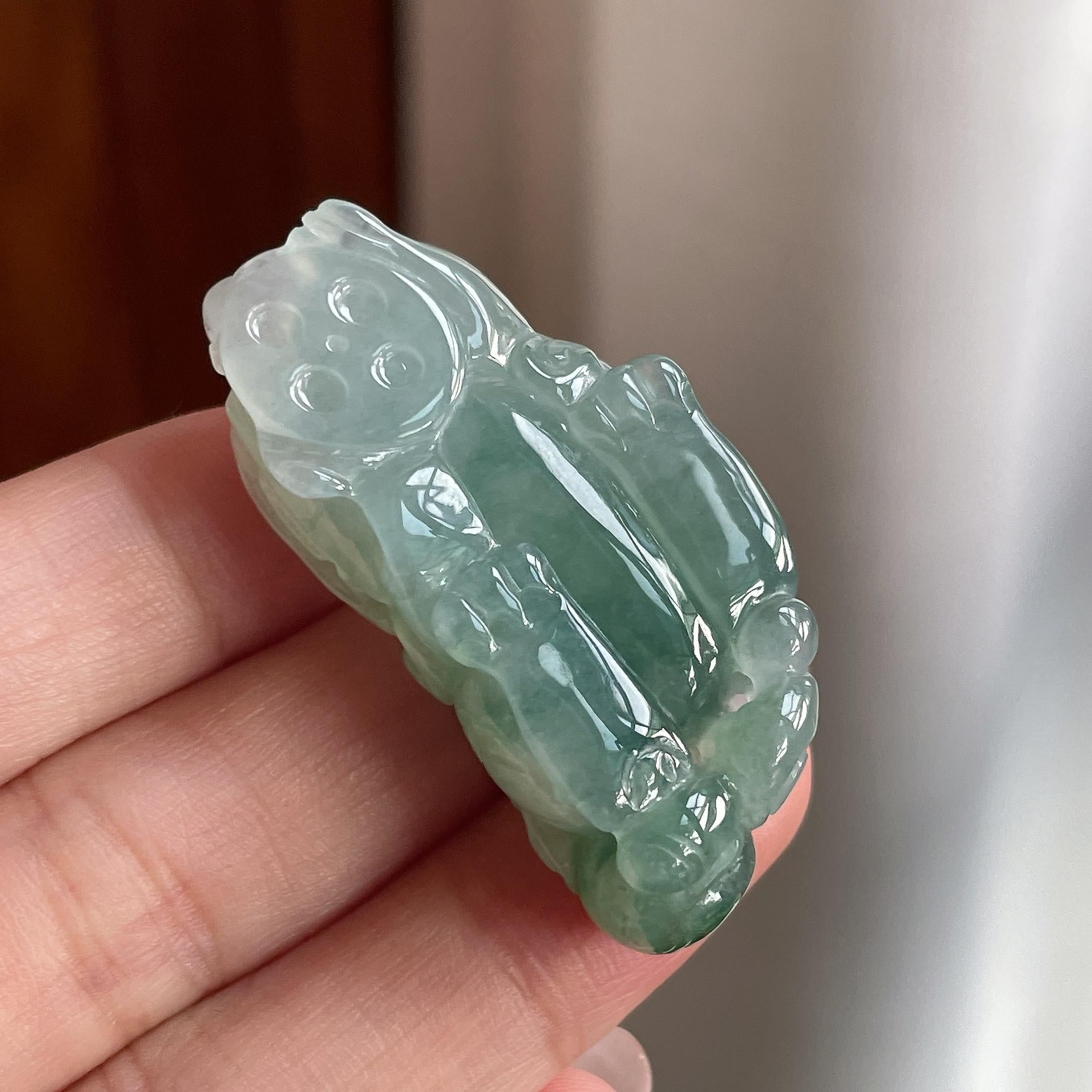 糯冰飘花貔貅挂件 天然缅甸A货翡翠（yc699163）