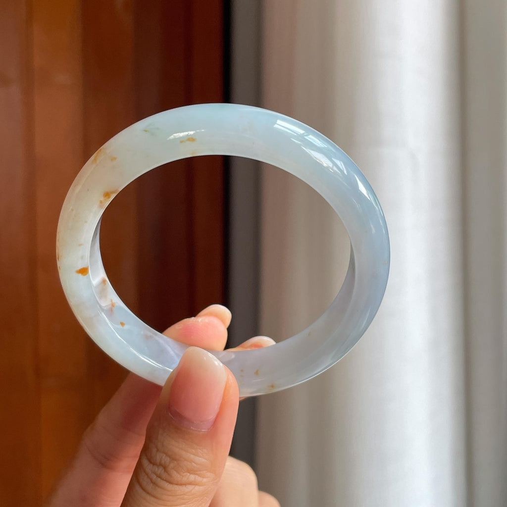 糯冰特色黄翡翡翠平安镯(56.5mm)（yc400240）