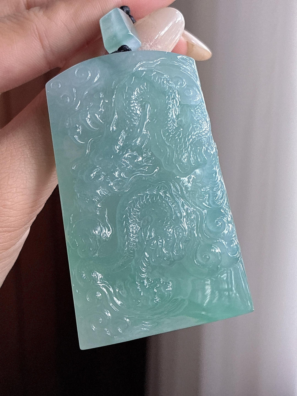 糯冰蓝底龙牌挂件 天然缅甸A货翡翠（yc497411）