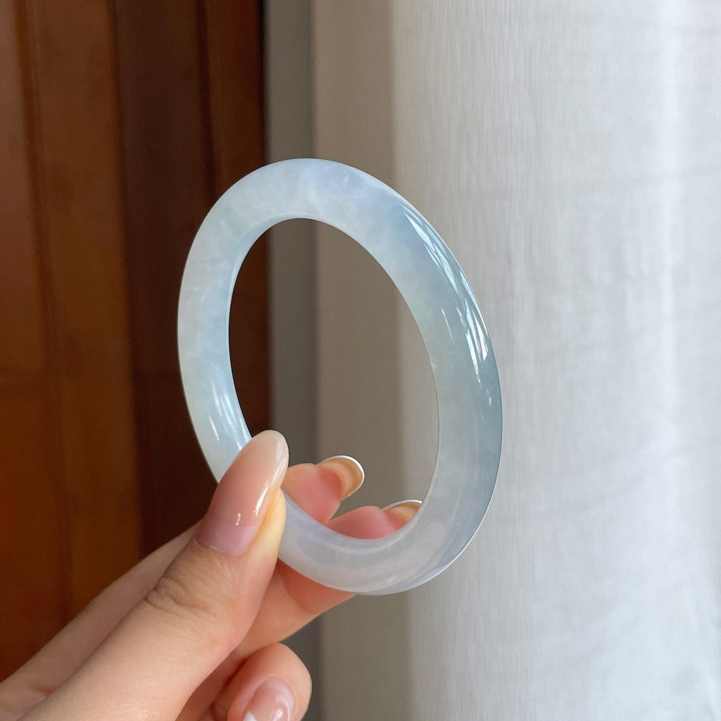 糯冰淡底色翡翠圆条手镯（54.2mm)（yc424268）