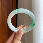 糯冰带色翡翠平安镯（54.6mm)（yc420136）