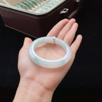 糯种白底飘花正圈翡翠手镯（55mm）（yc018718）
