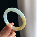 糯冰黄翡翡翠平安镯（58.5mm)（yc334677）