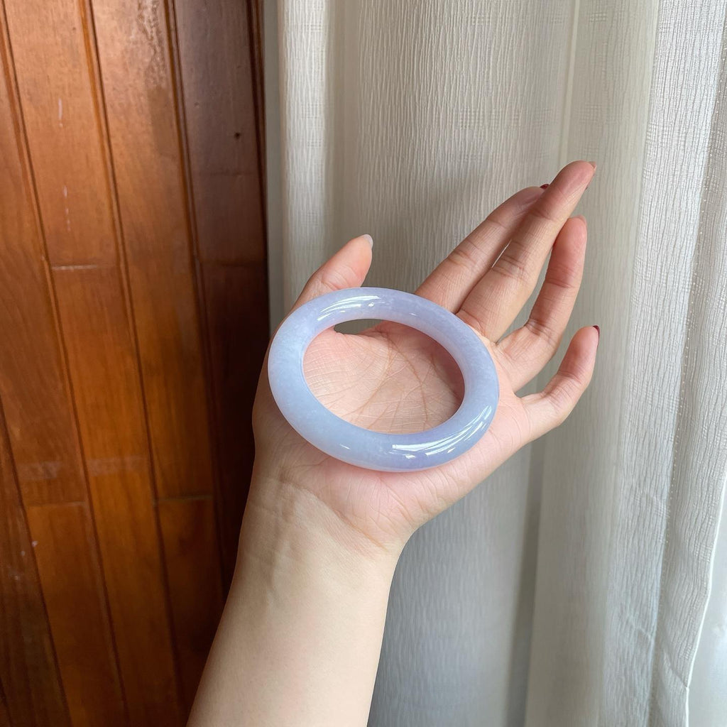 糯冰紫罗兰翡翠圆条手镯（56mm）（yc302421）